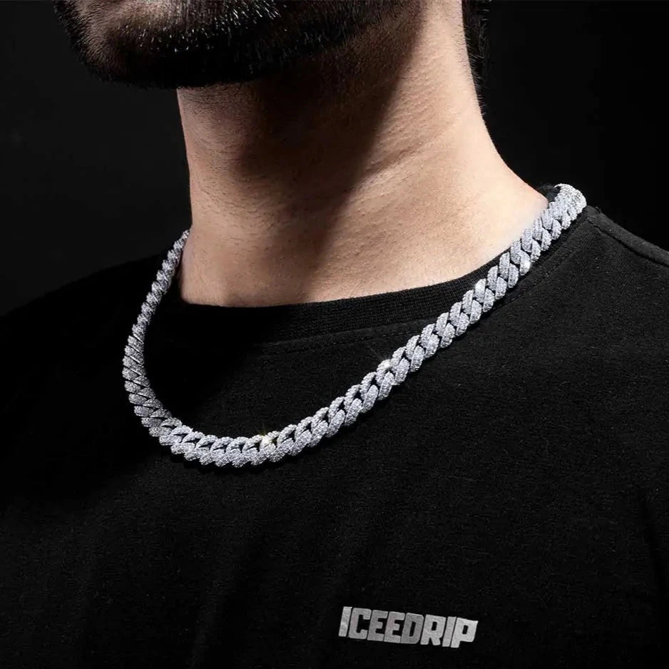 10MM Iced Out Cuban Link Chain in White Gold - ICEEDRIP