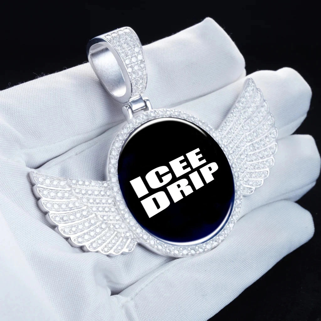 S925 & VVS Moissanite 3D Wings Custom Picture Pendant_ICEEDRIP_JEWELRY