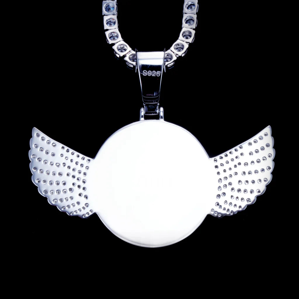 S925 & VVS Moissanite 3D Wings Custom Picture Pendant_ICEEDRIP JEWELRY