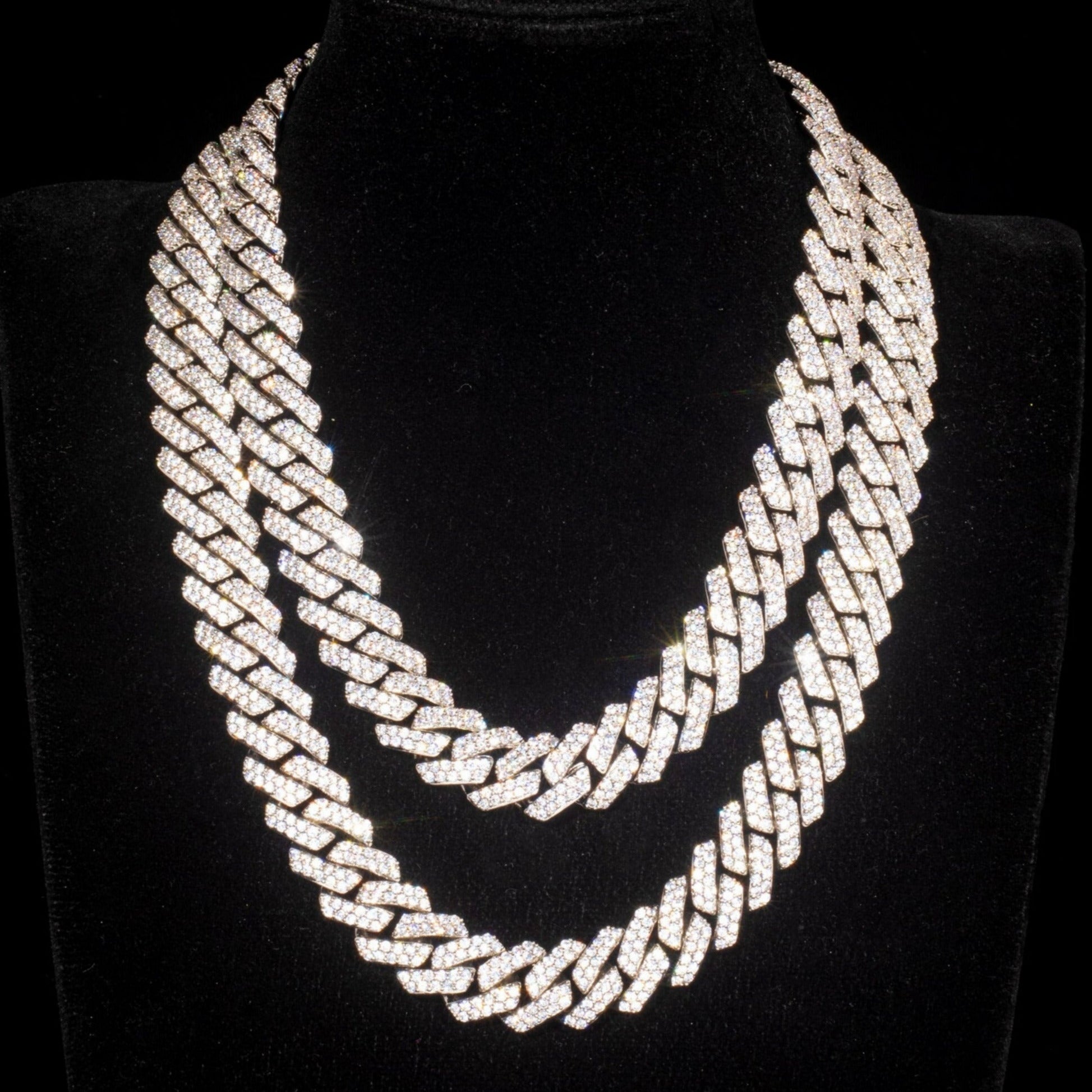 19MM 2-Row Iced Out Prong Cuban Link Chain