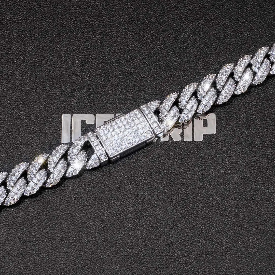 10MM Iced Out Cuban Link Chain in White Gold - ICEEDRIP