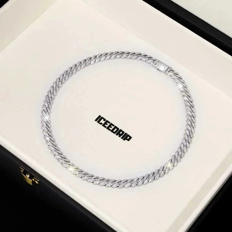 10MM Iced Out Cuban Link Chain in White Gold - ICEEDRIP