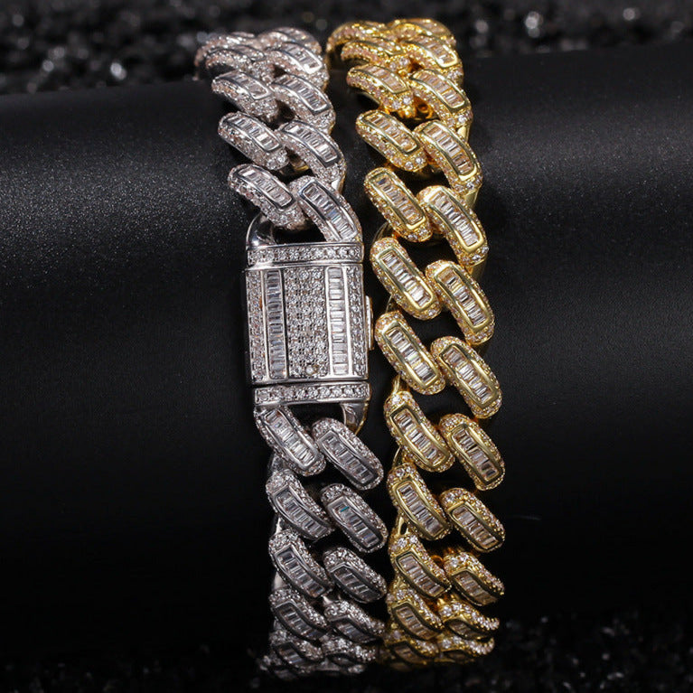 15MM 18K Gold-Plated Baguette Iced Bracelet