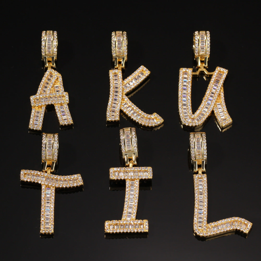 Iced Out Baguette Custom Letter Necklace