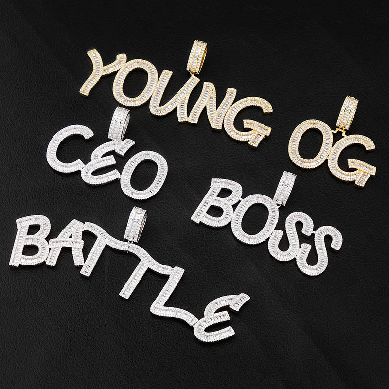 Iced Out Baguette Custom Letter Necklace
