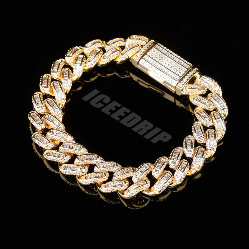 15MM 18K Gold-Plated Baguette Iced Bracelet