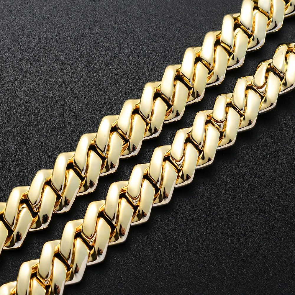 Seamless Rhombic Iced Out Cuban Chain in 18K White/Gold-Plated