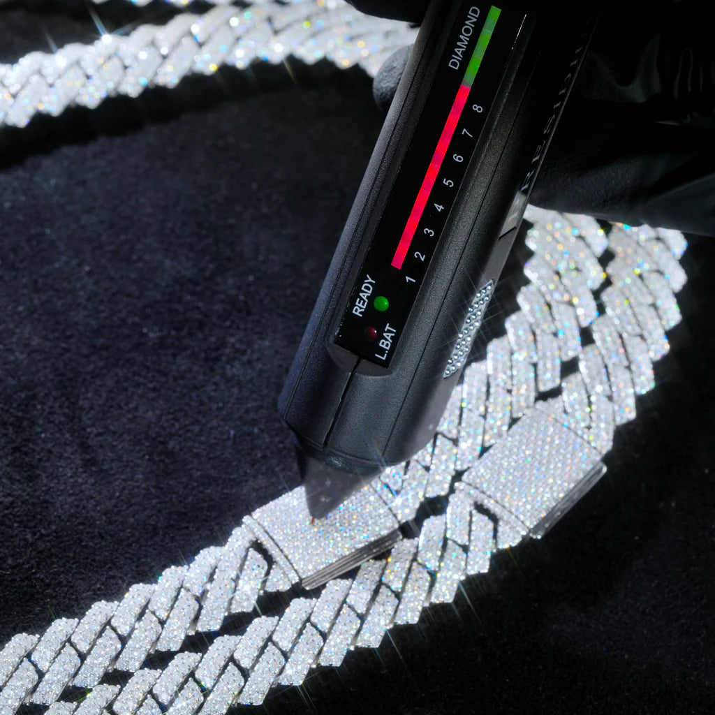 S925 & VVS Moissanite 12MM Prong Cuban Link Chain