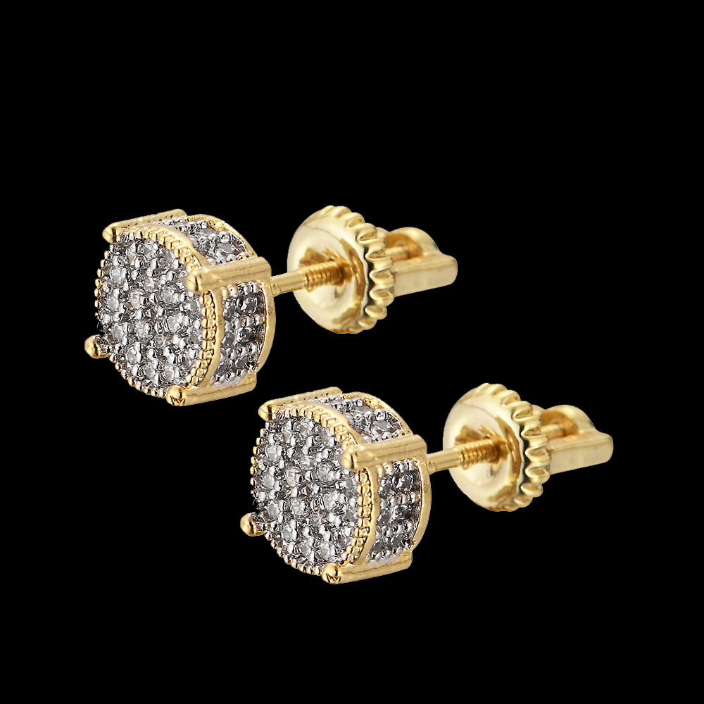 925 Sterling Silver Micro-inlay  Two-tone Stud Earring