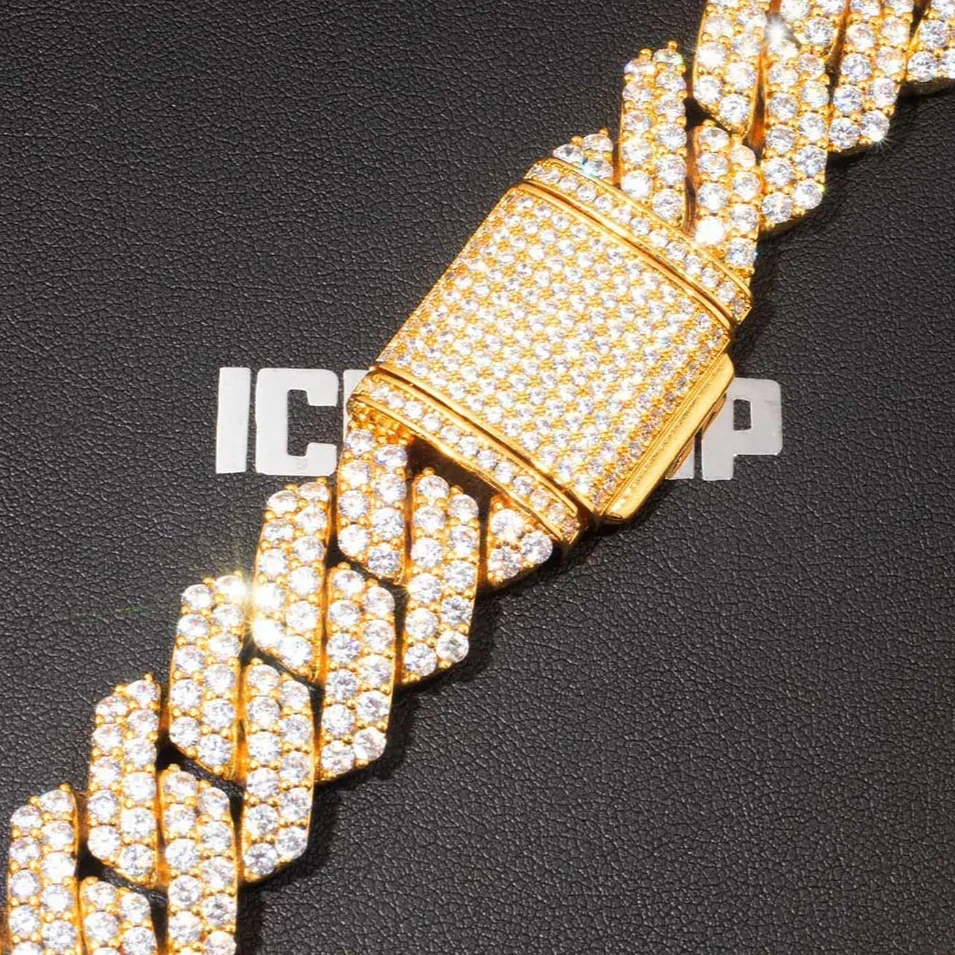 19mm 2-Row Iced Prong Cuban Chain 