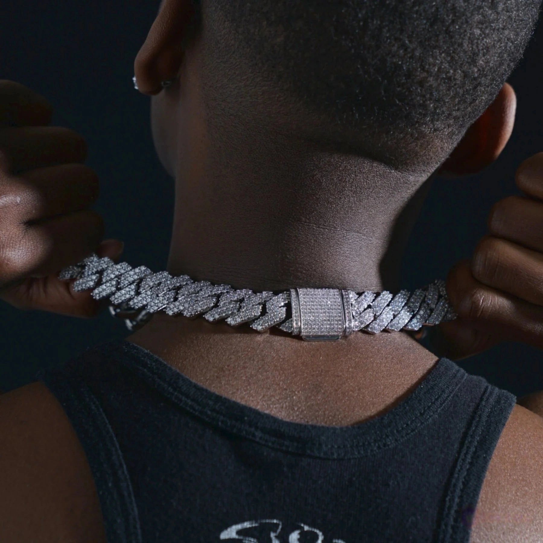 19MM 2-Row Iced Out Prong Cuban Chain