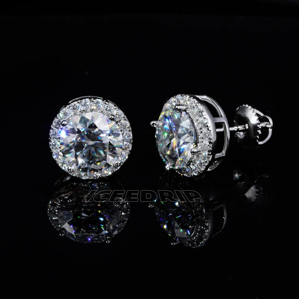2.00 Carat Certified VVS1 Moissanite Halo Earrings_ICEEDRIP JEWELRY