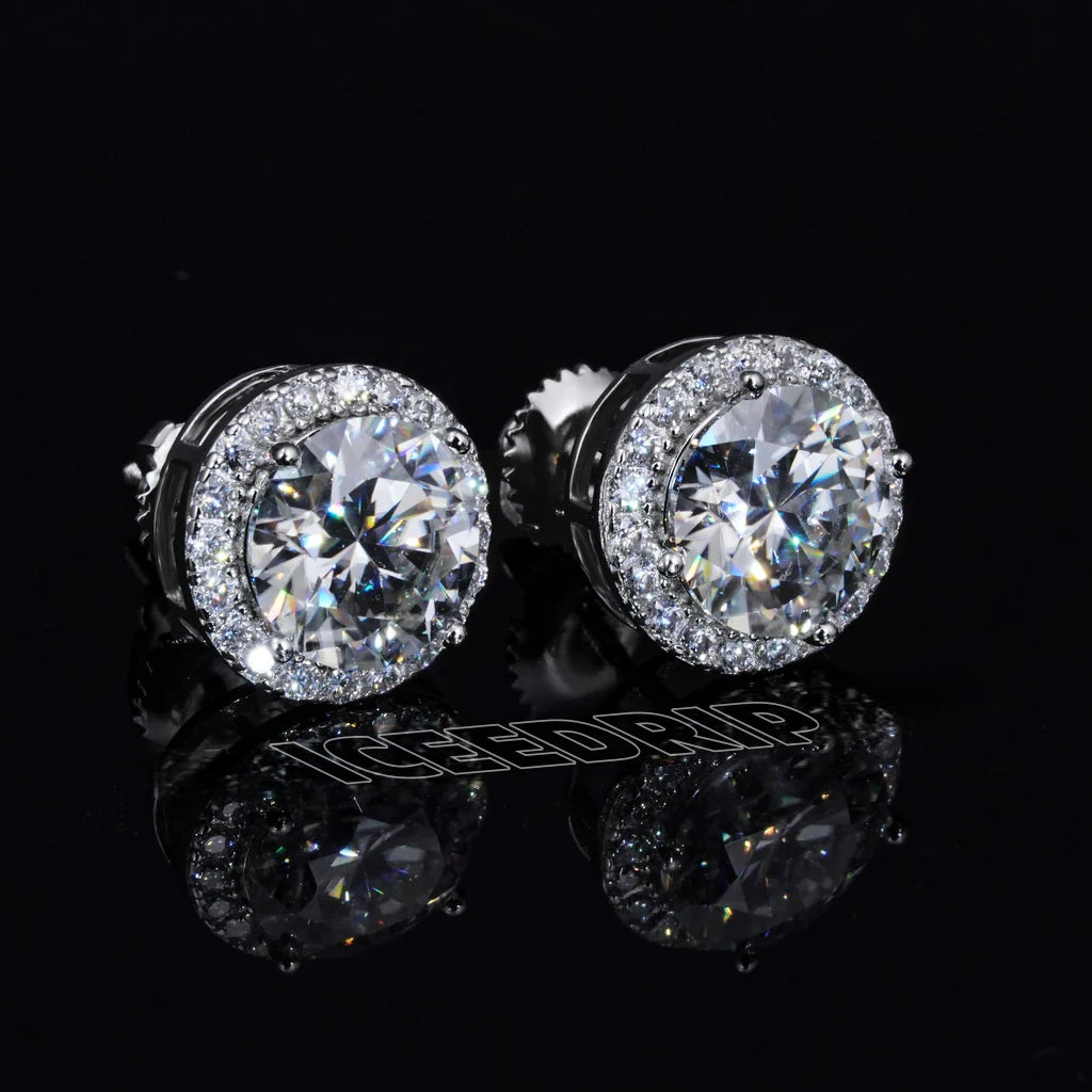2.00 Carat Certified VVS1 Moissanite Halo Earrings_ICEEDRIP JEWELRY