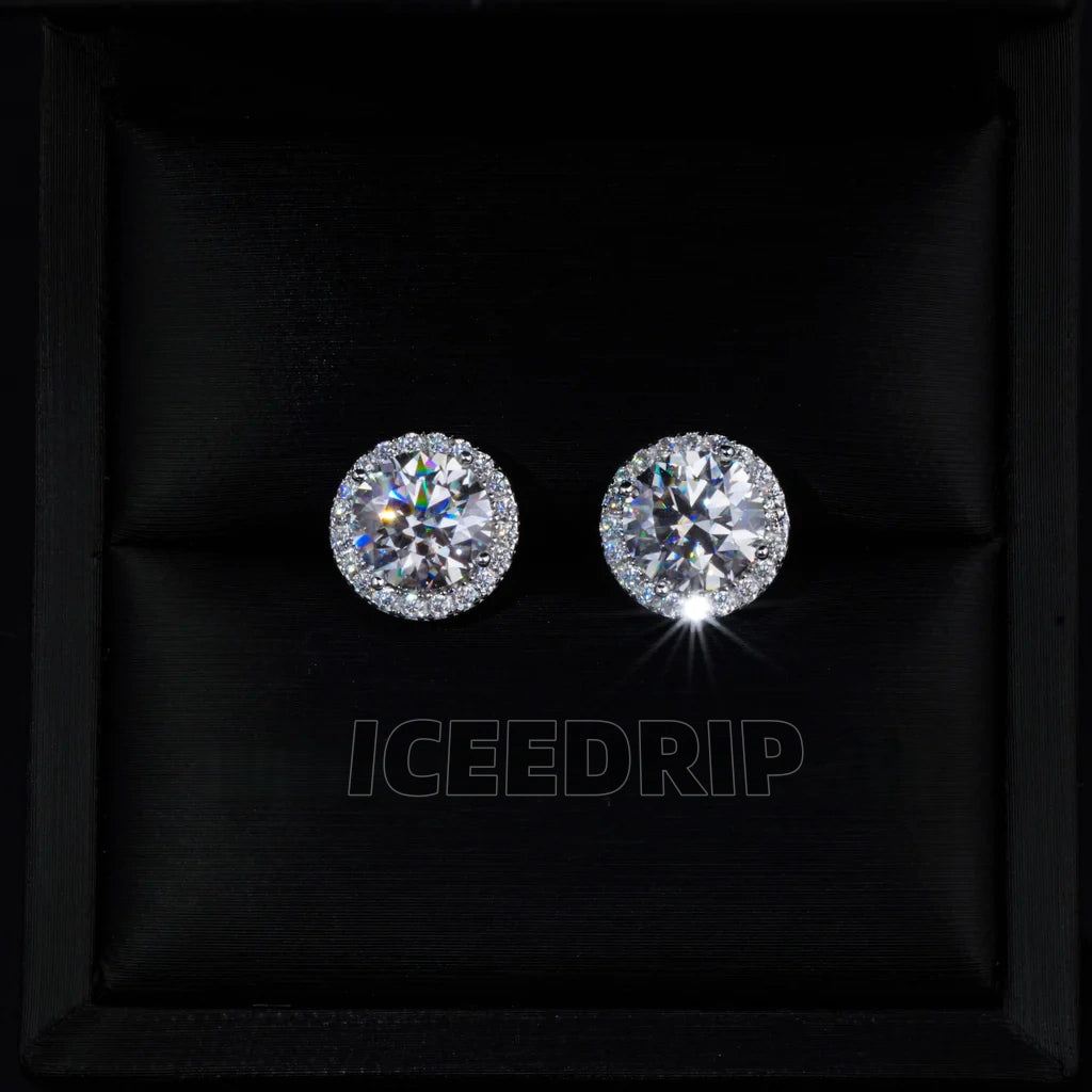 2.00 Carat Certified VVS1 Moissanite Halo Earrings_ICEEDRIP JEWELRY