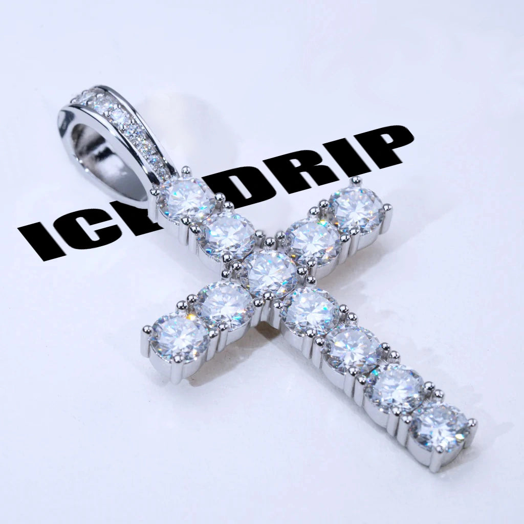 4.51 Carat VVS Moissanite Cross In White Gold_ICEEDRIP JEWELRY