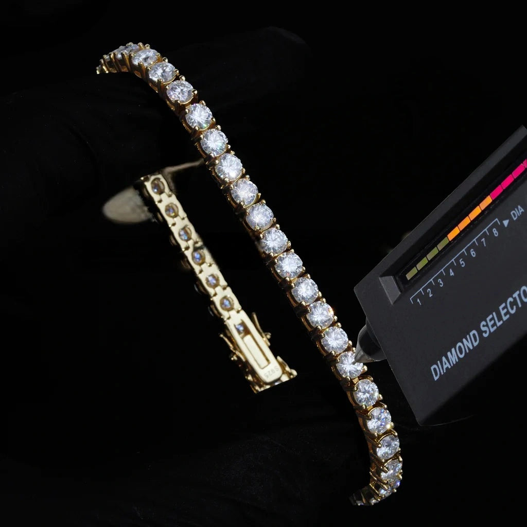 4MM 925S & VVS Moissanite Tennis Bracelet 18K Gold