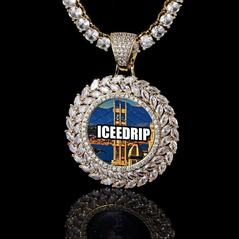 Large 3D Wheat Embrace Custom Picture Pendant