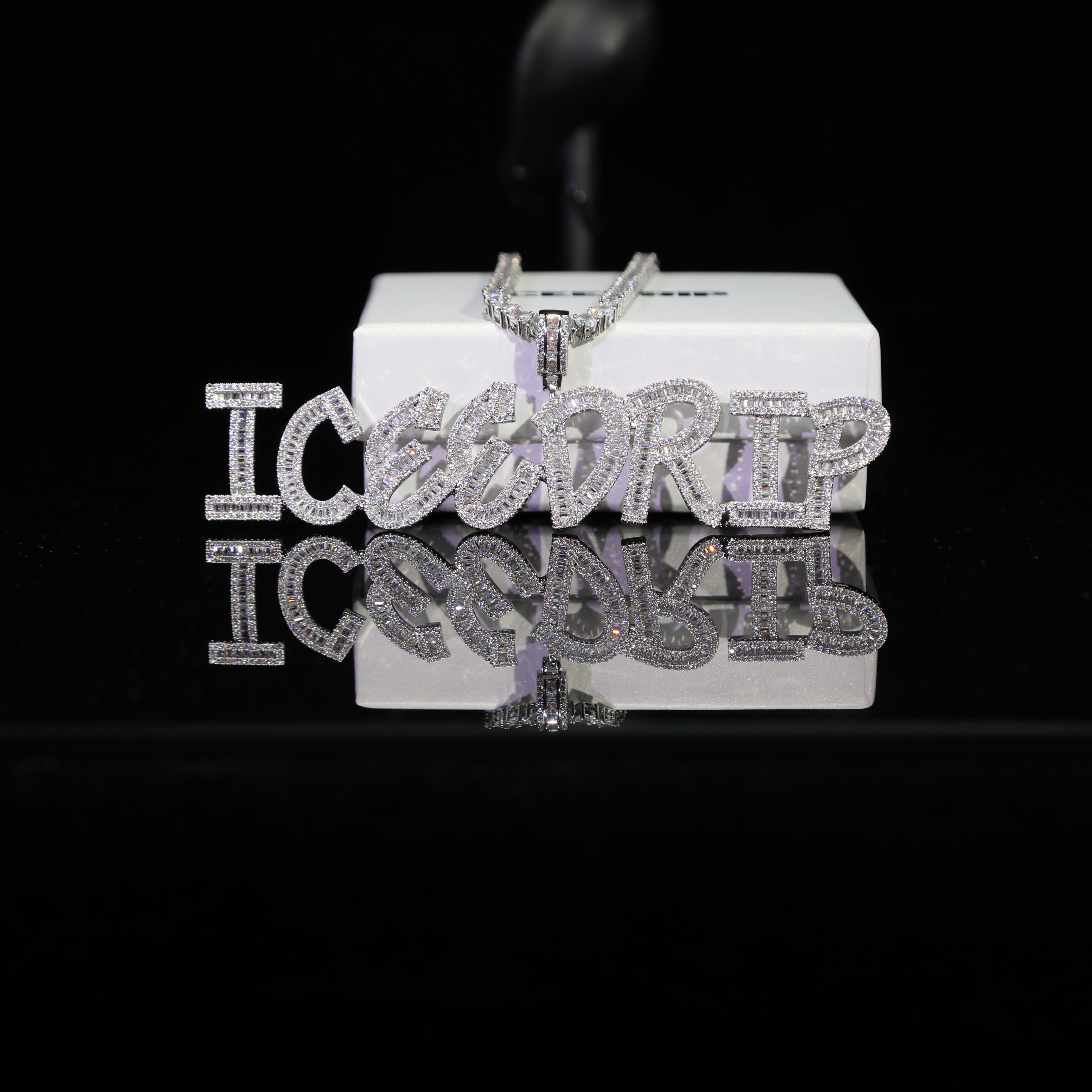 Iced Out Baguette Custom Letter Necklace