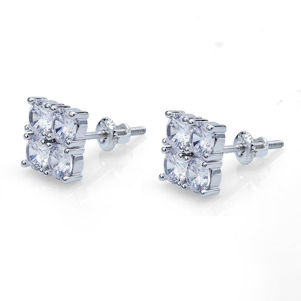 8mm Iced Hip Hop Square Wind Hip Hop Stud Earring