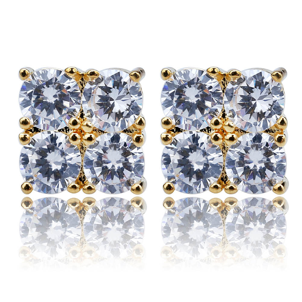 8mm Iced Hip Hop Square Wind Hip Hop Stud Earring