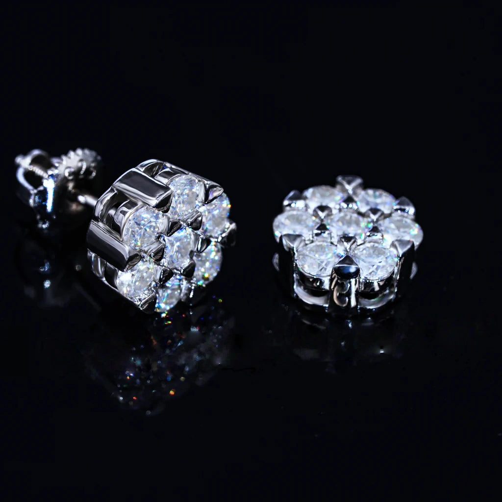 Cluster VVS Moissanite Earring .925 Sterling Silver_ICEEDRIP JEWELRY