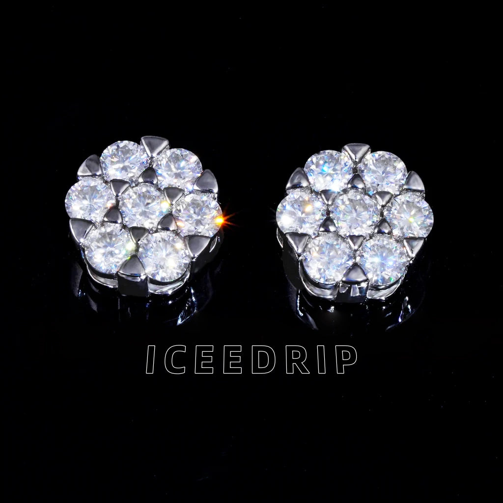 Cluster VVS Moissanite Earring .925 Sterling Silver_ICEEDRIP JEWELRY