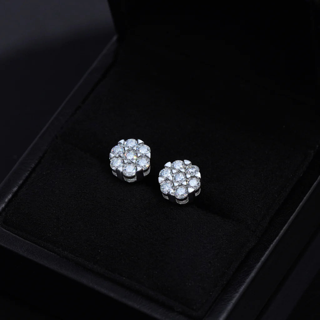 Cluster VVS Moissanite Earring .925 Sterling Silver_ICEEDRIP JEWELRY