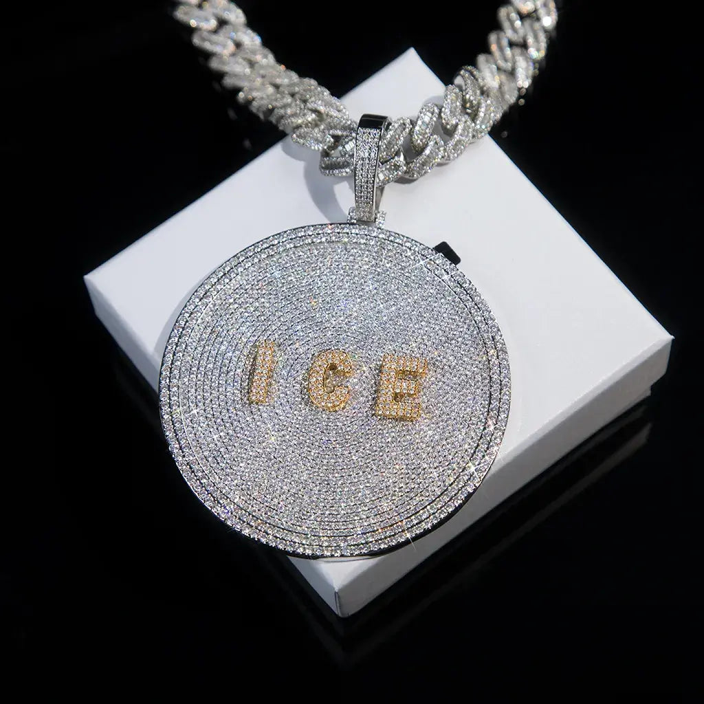 Custom 3D Big Disc Letters Necklace丨ICEEDRIP