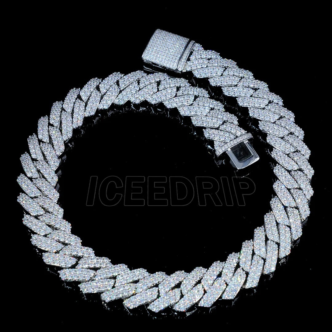 19MM 2-Row Iced Out Prong Cuban Chain