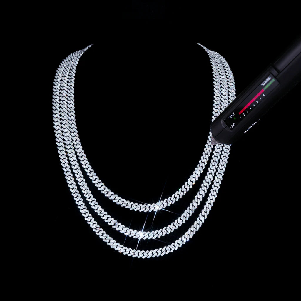 S925 & VVS Moissanite 6.5MM Prong Cuban Link Chain