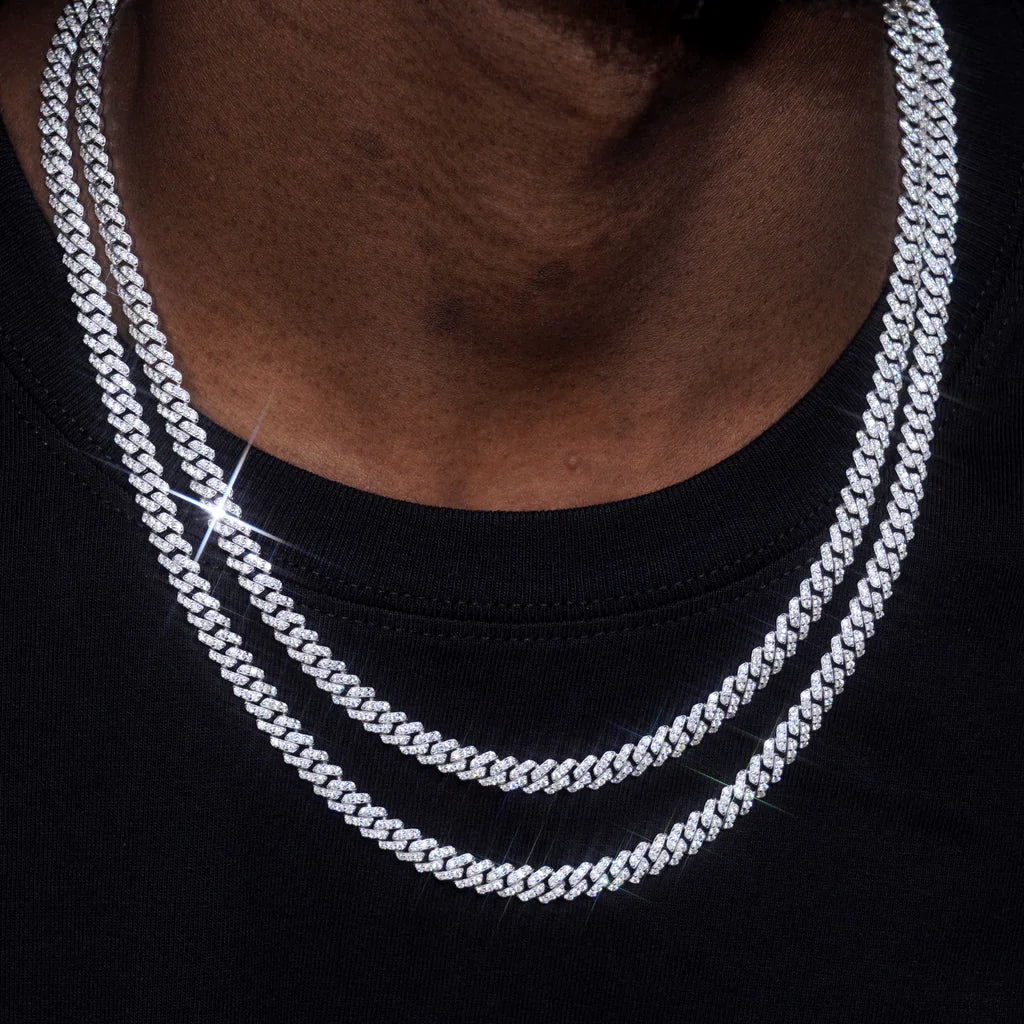 S925 & VVS Moissanite 6.5MM Prong Cuban Link Chain