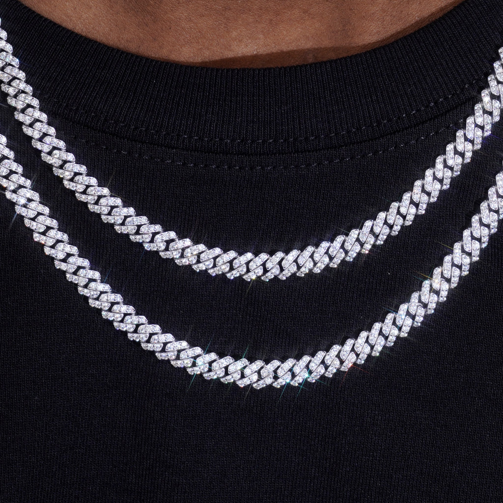 S925 & VVS Moissanite 6.5MM Prong Cuban Link Chain