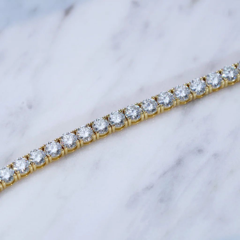 5MM 925S & VVS Moissanite Tennis Bracelet 18K Gold