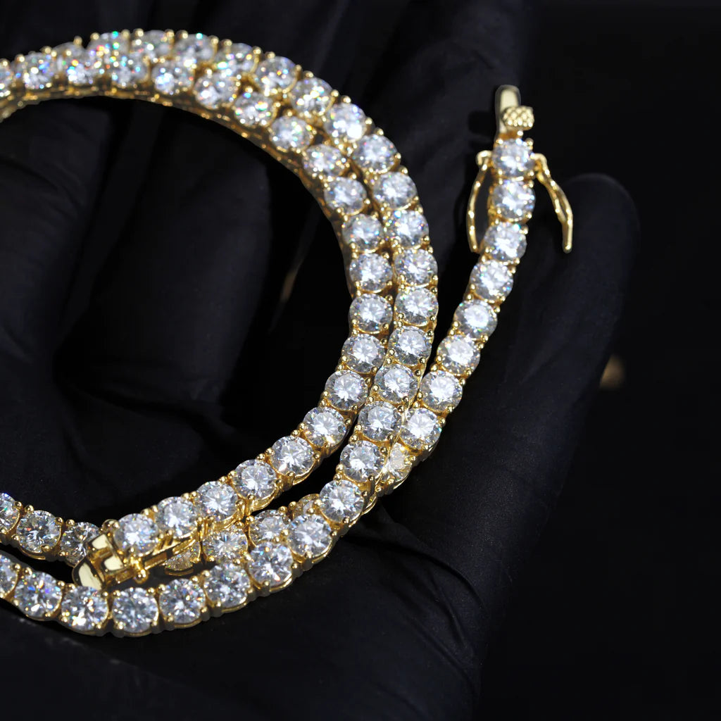 4MM S925& VVS Moissanite Tennis Chain 18K Gold