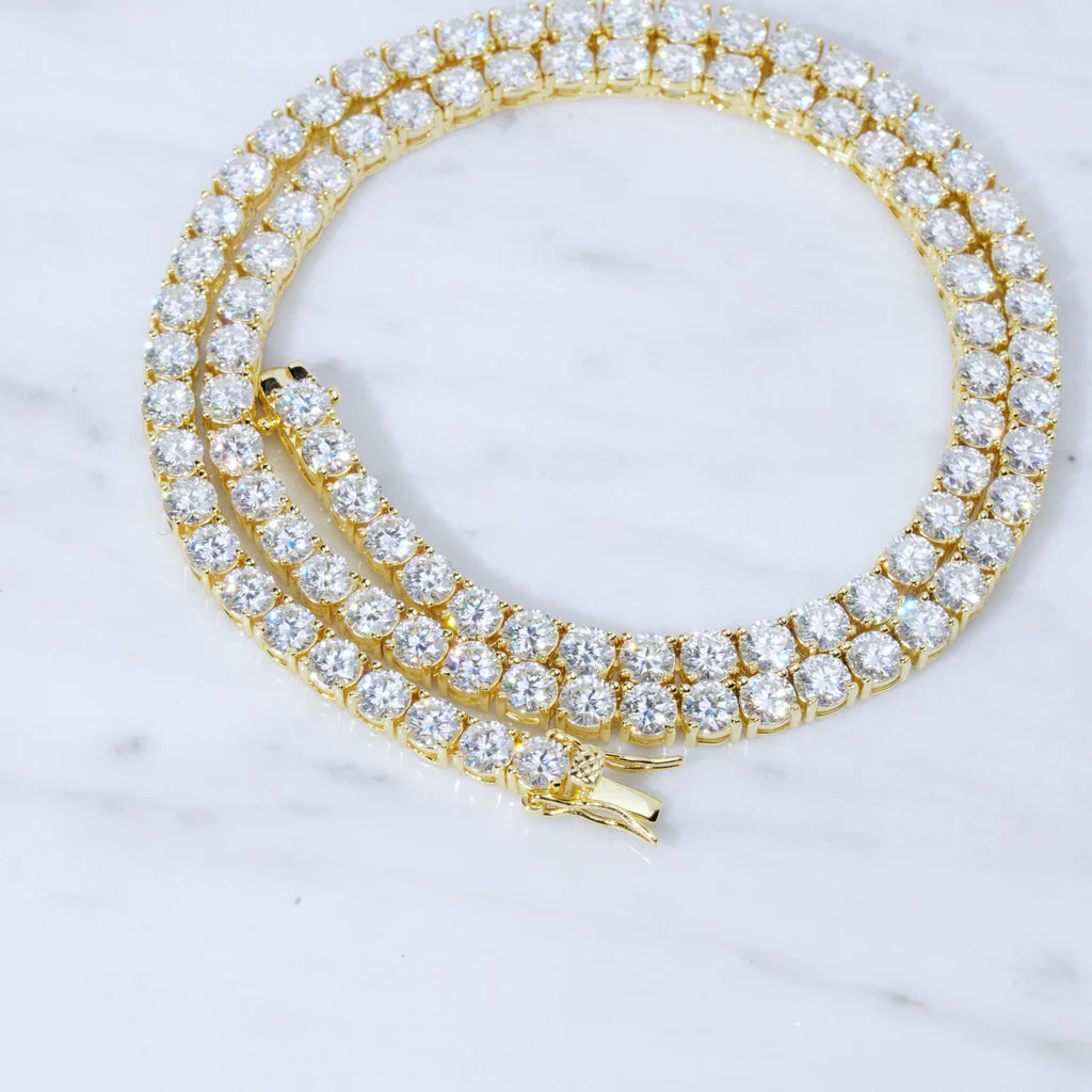 5MM S925 & VVS Moissanite Tennis Chain 18K Gold