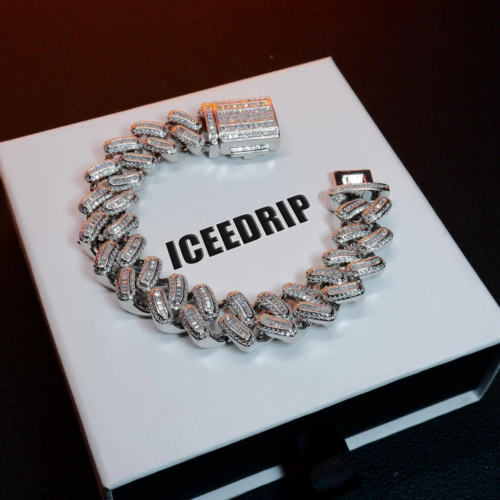 15MM 18K Gold-Plated Baguette Iced Bracelet