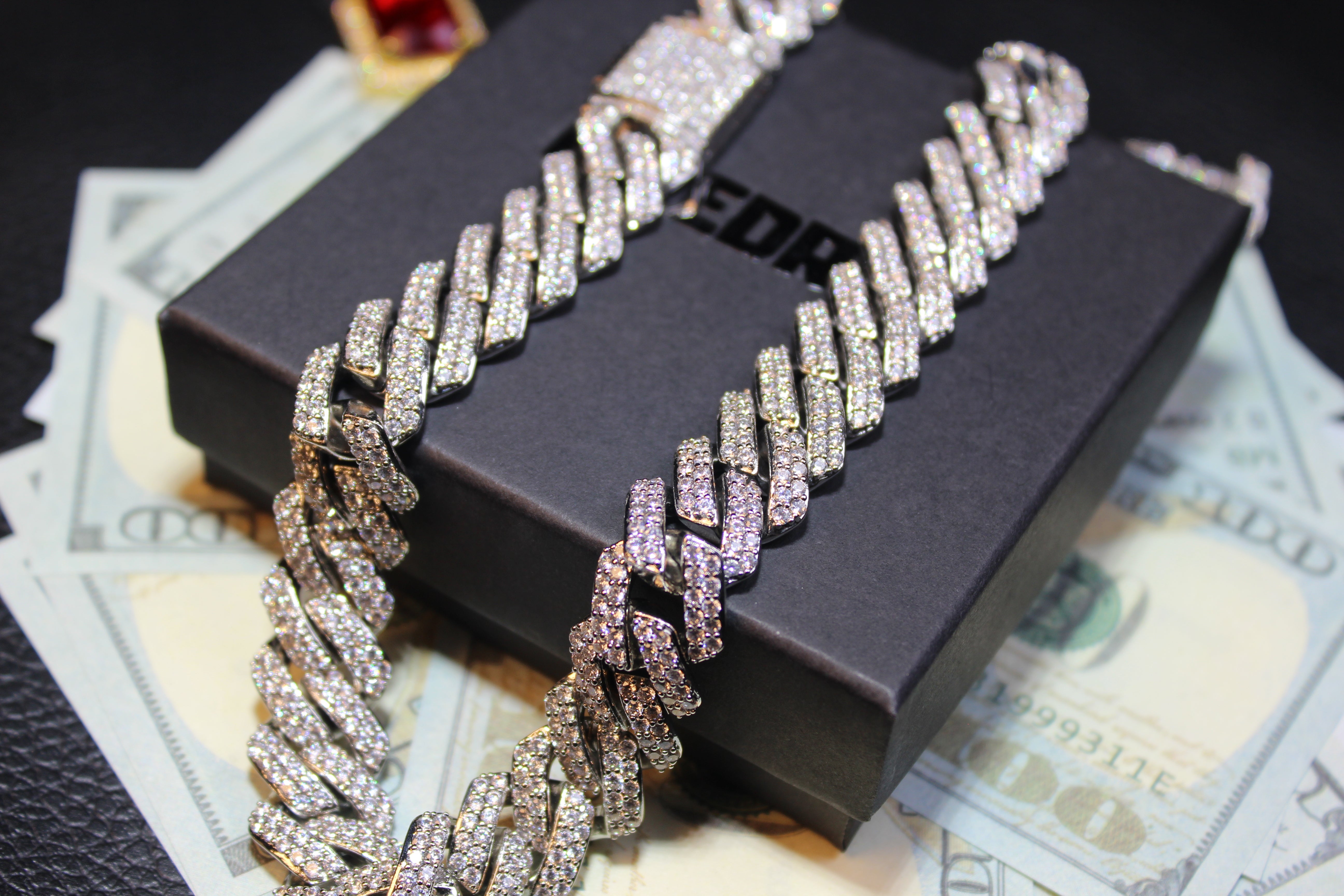 14MM 2-ROW ICED OUT PRONG CUBAN CHAIN