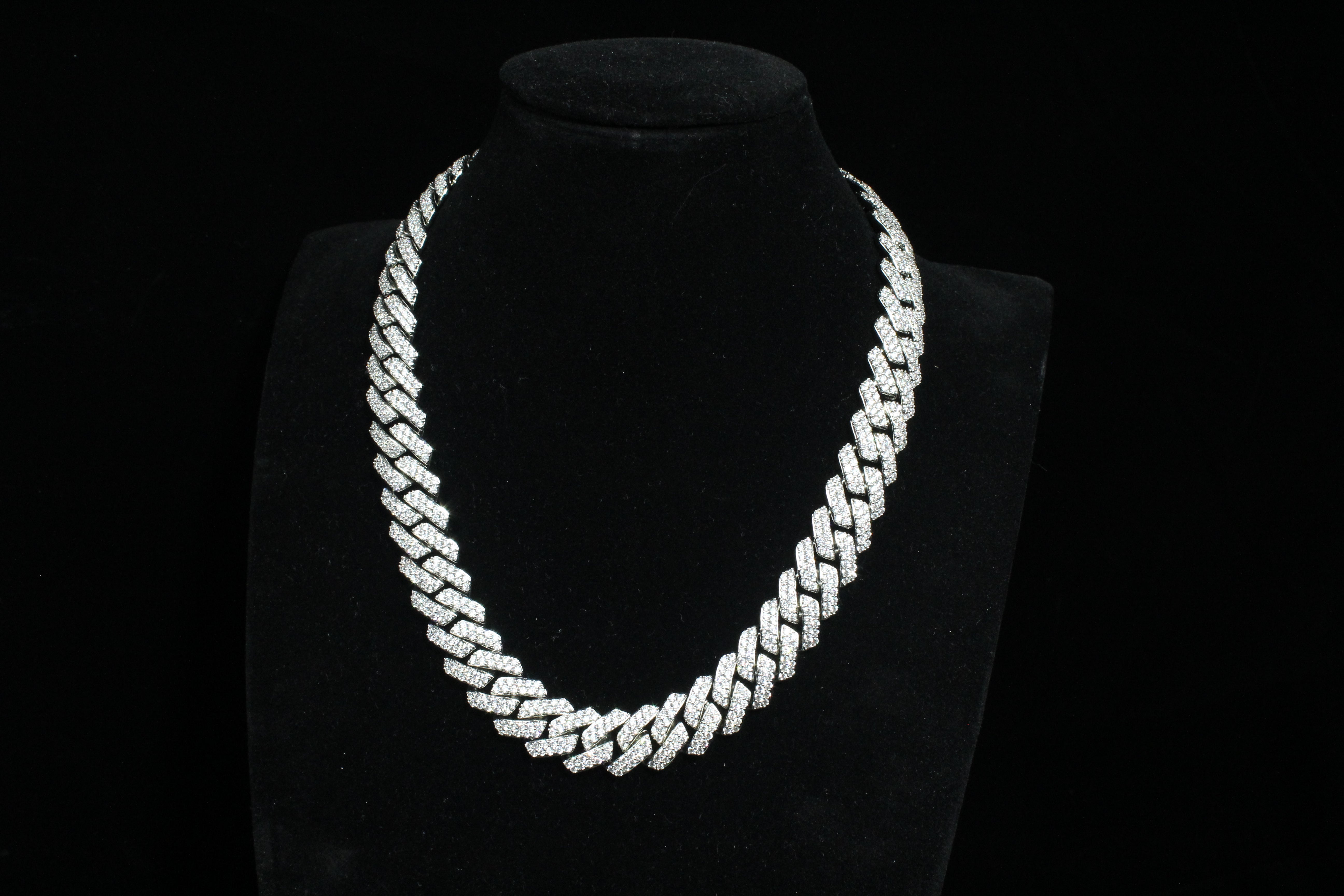 14MM 2-ROW ICED OUT PRONG CUBAN CHAIN