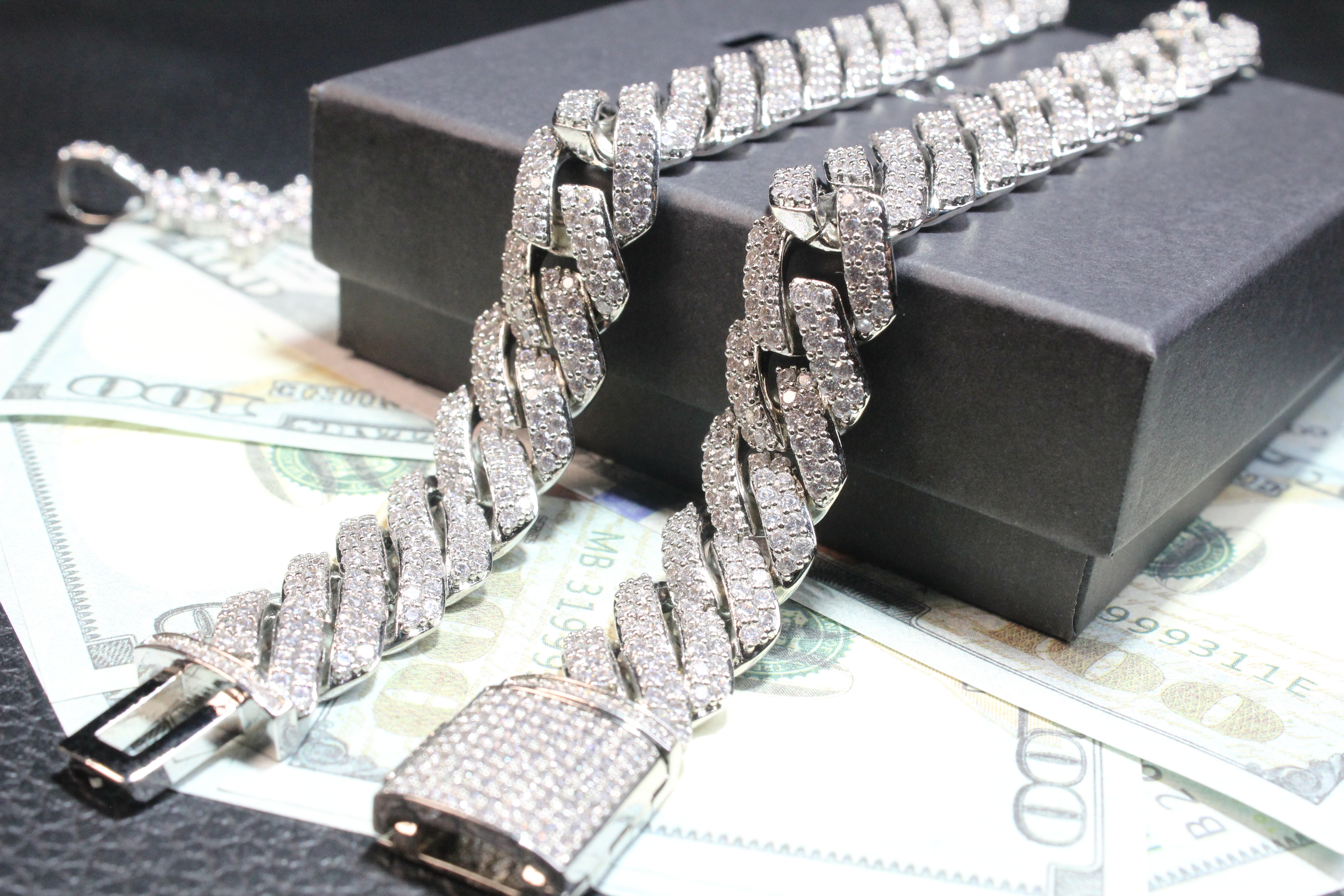 14MM 2-ROW ICED OUT PRONG CUBAN CHAIN