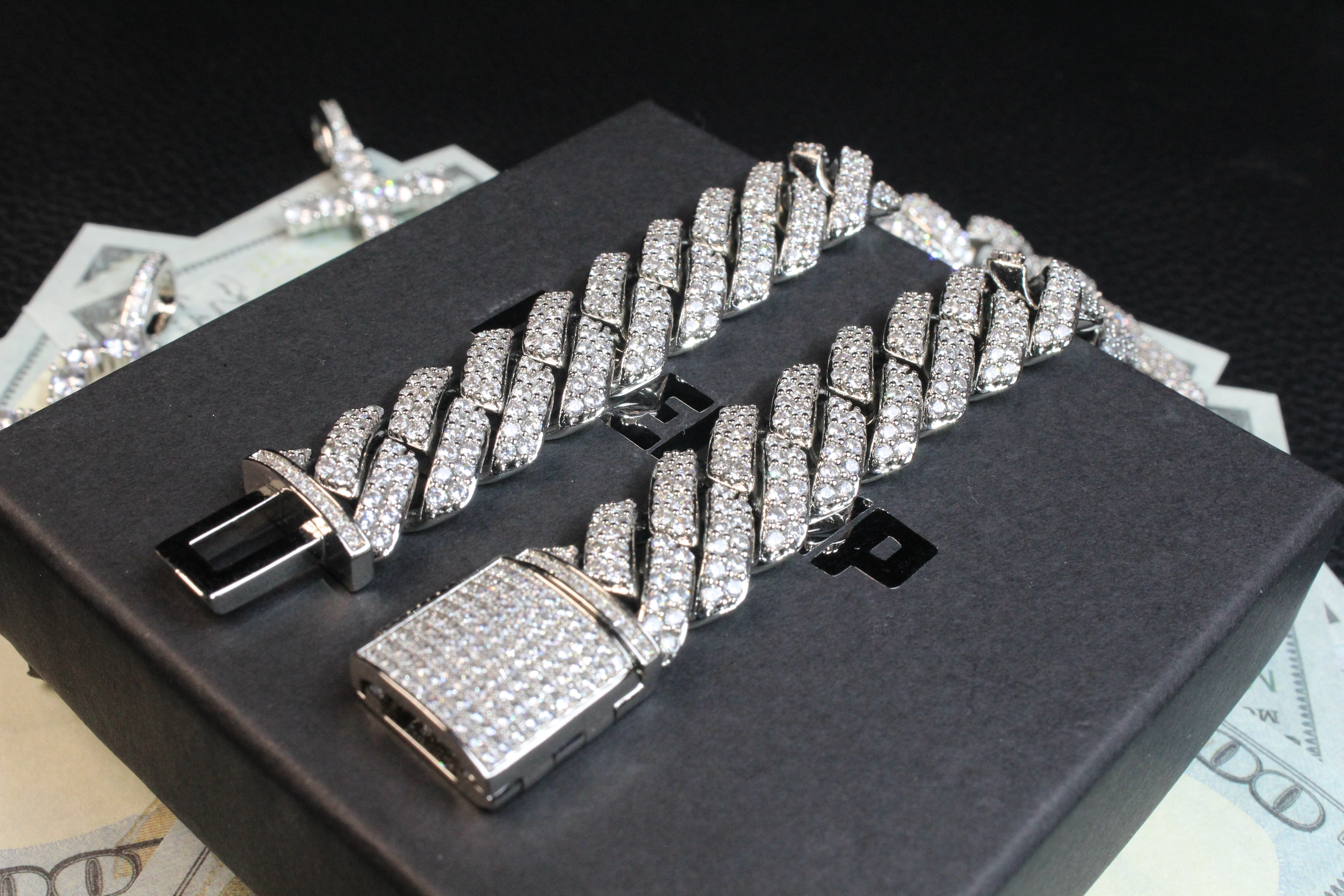 14MM 2-ROW ICED OUT PRONG CUBAN CHAIN