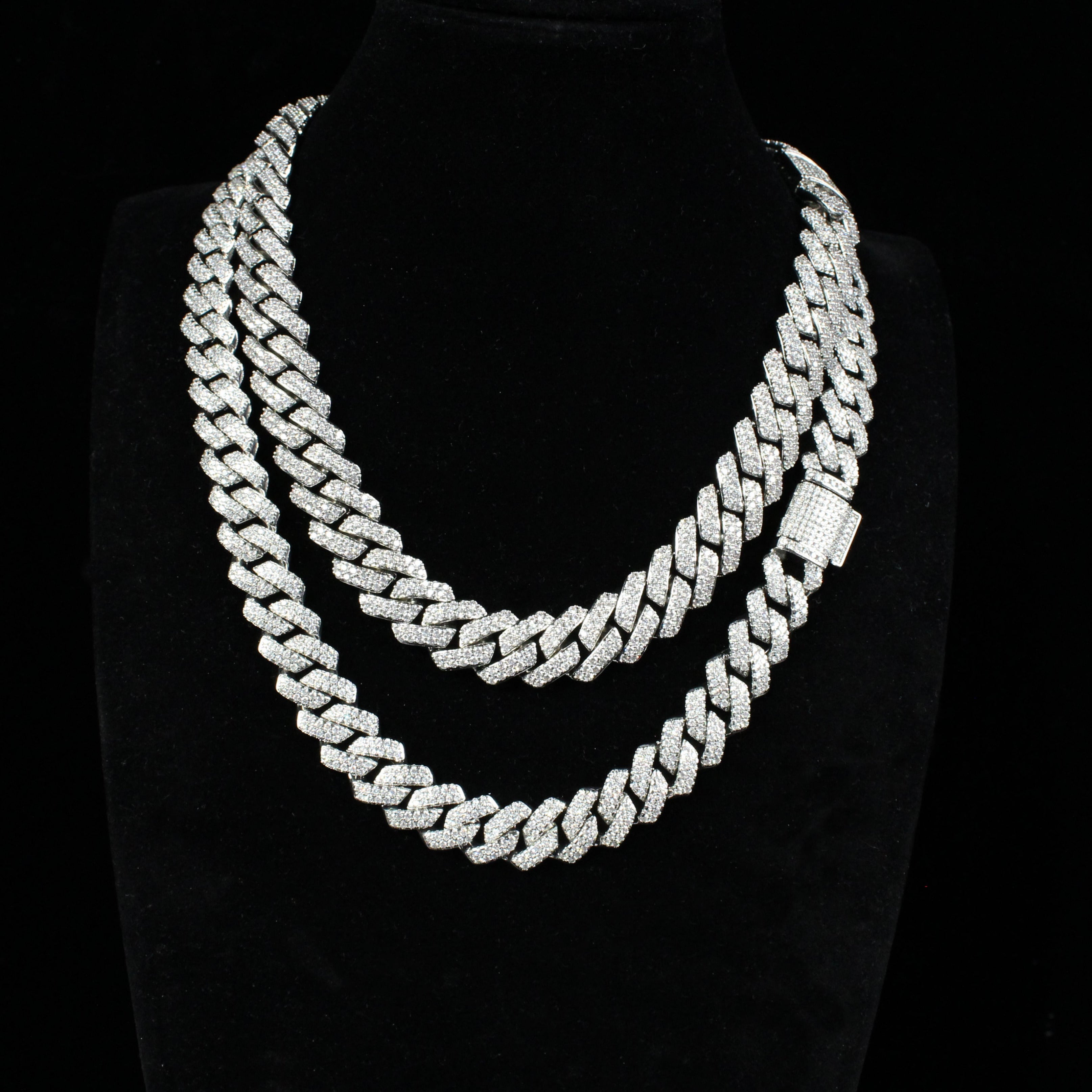 14MM 2-ROW ICED OUT PRONG CUBAN CHAIN