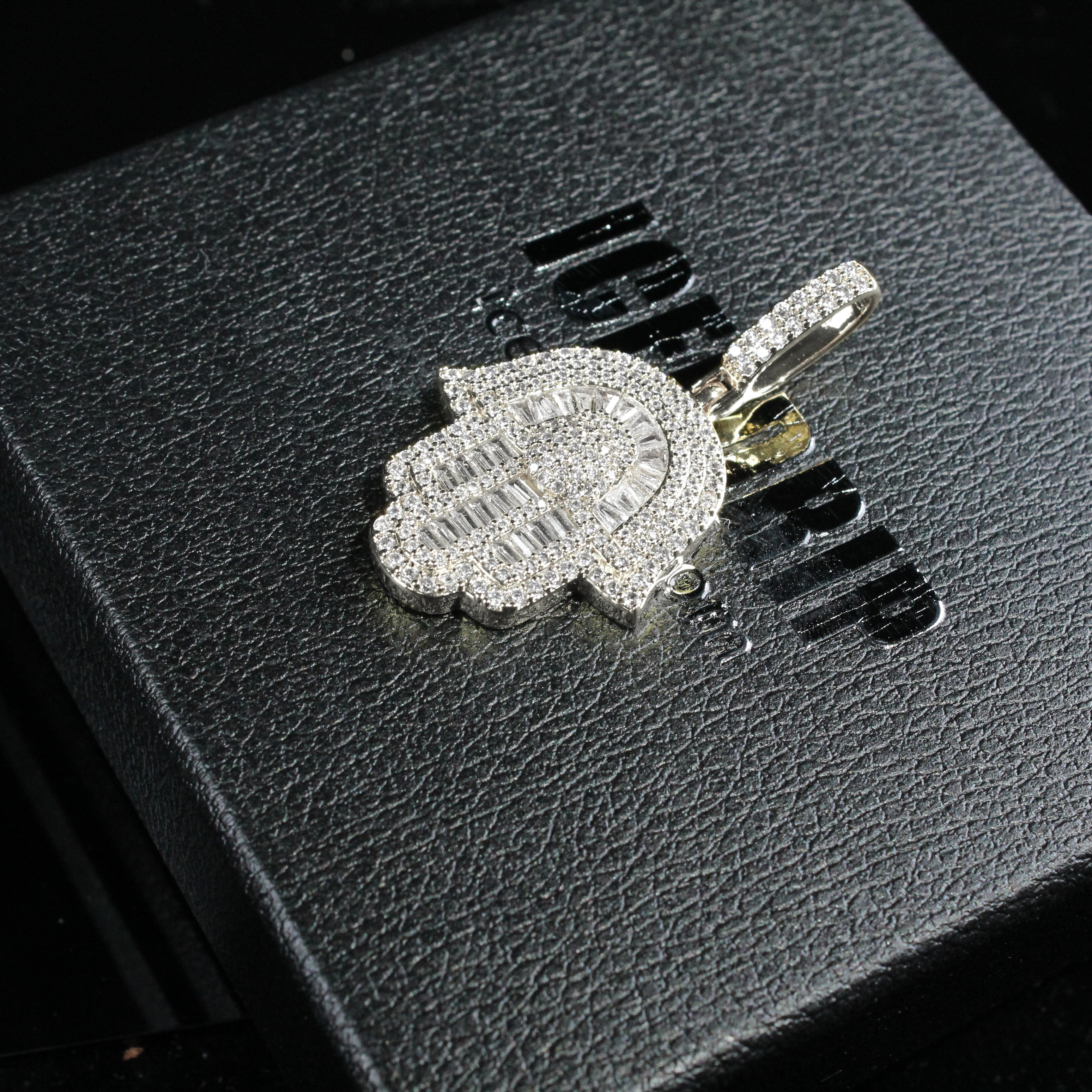 18K Gold Baguette Hamsa Hand Pendant
