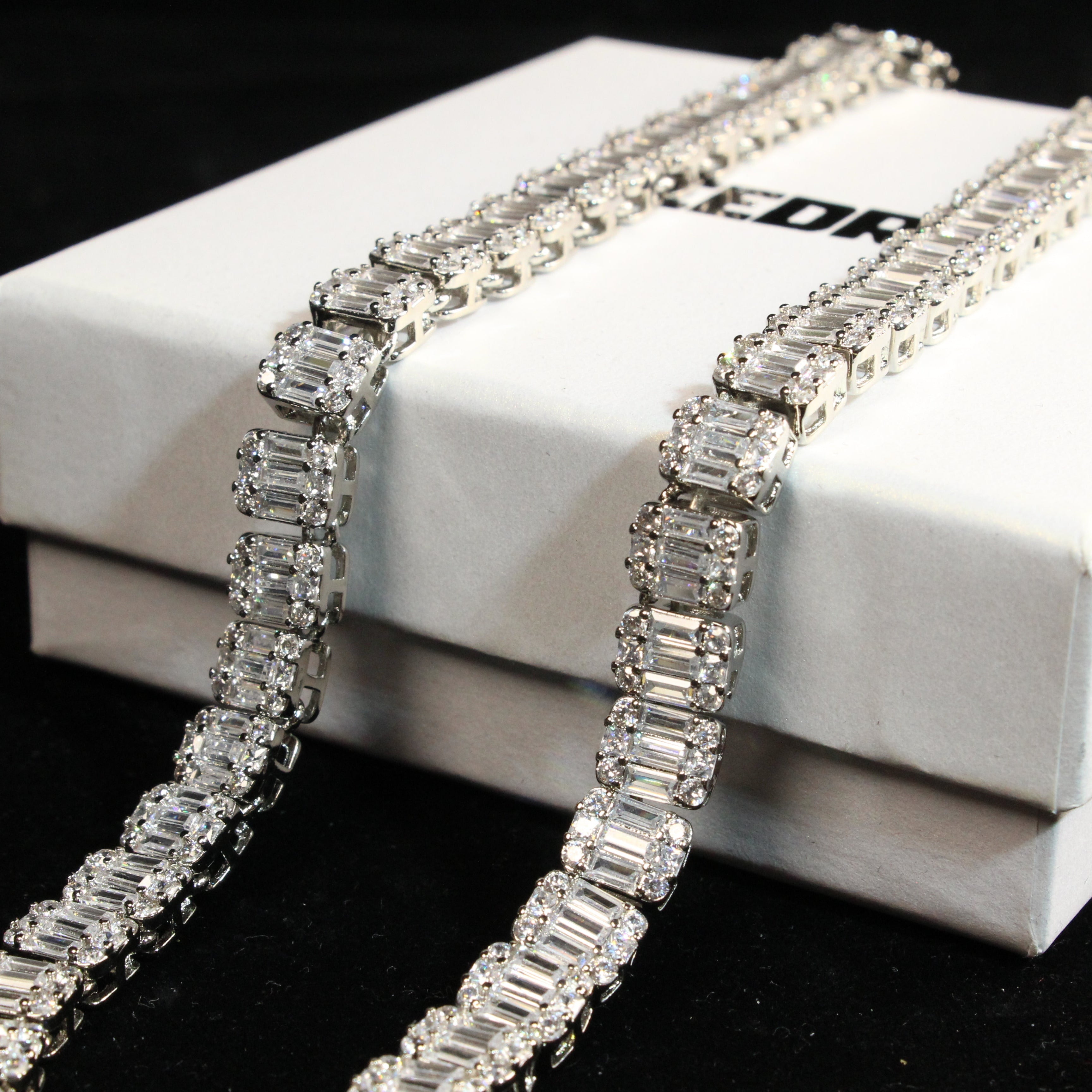 8mm Iced Square Baguette Tennis Bracelet