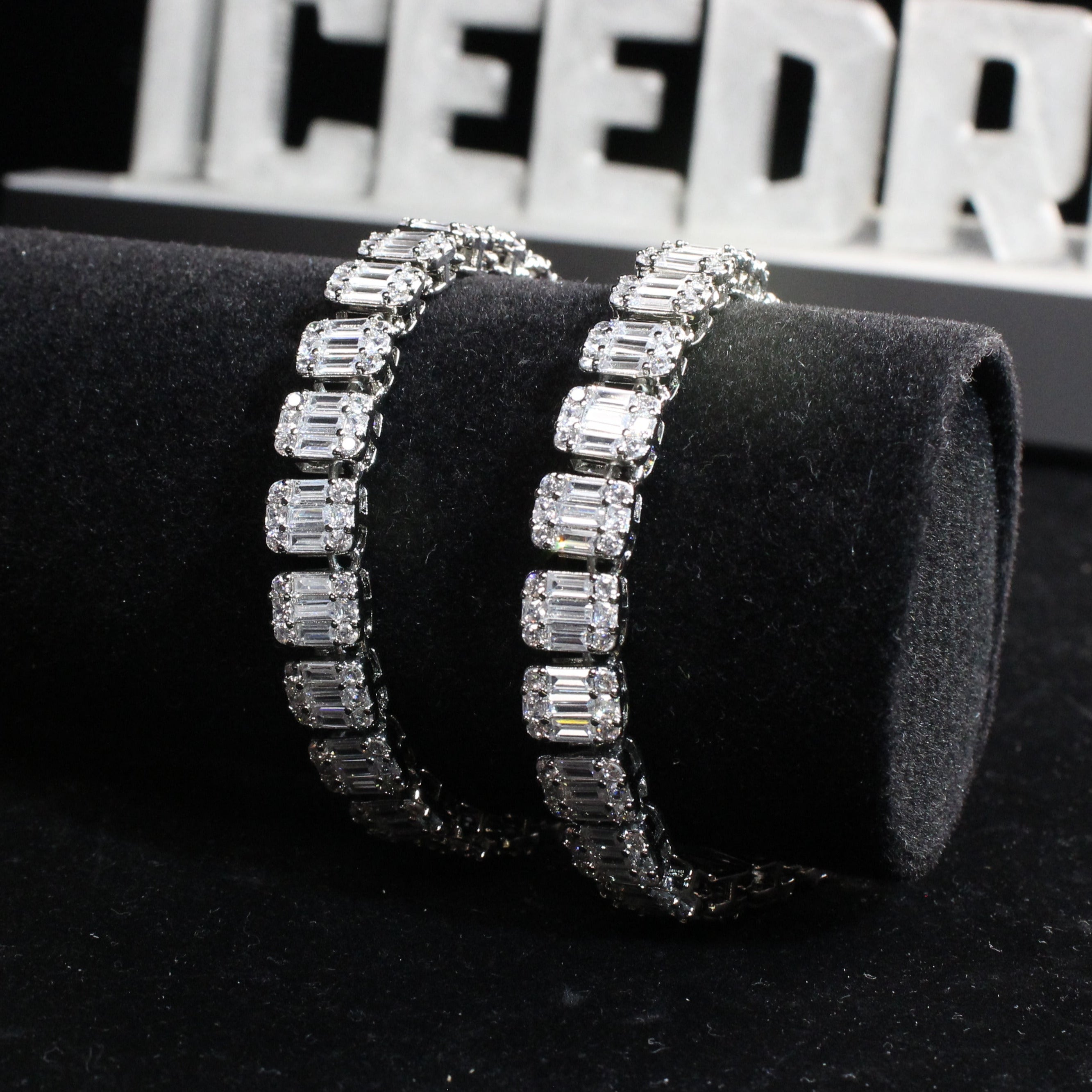 8mm Iced Square Baguette Tennis Bracelet