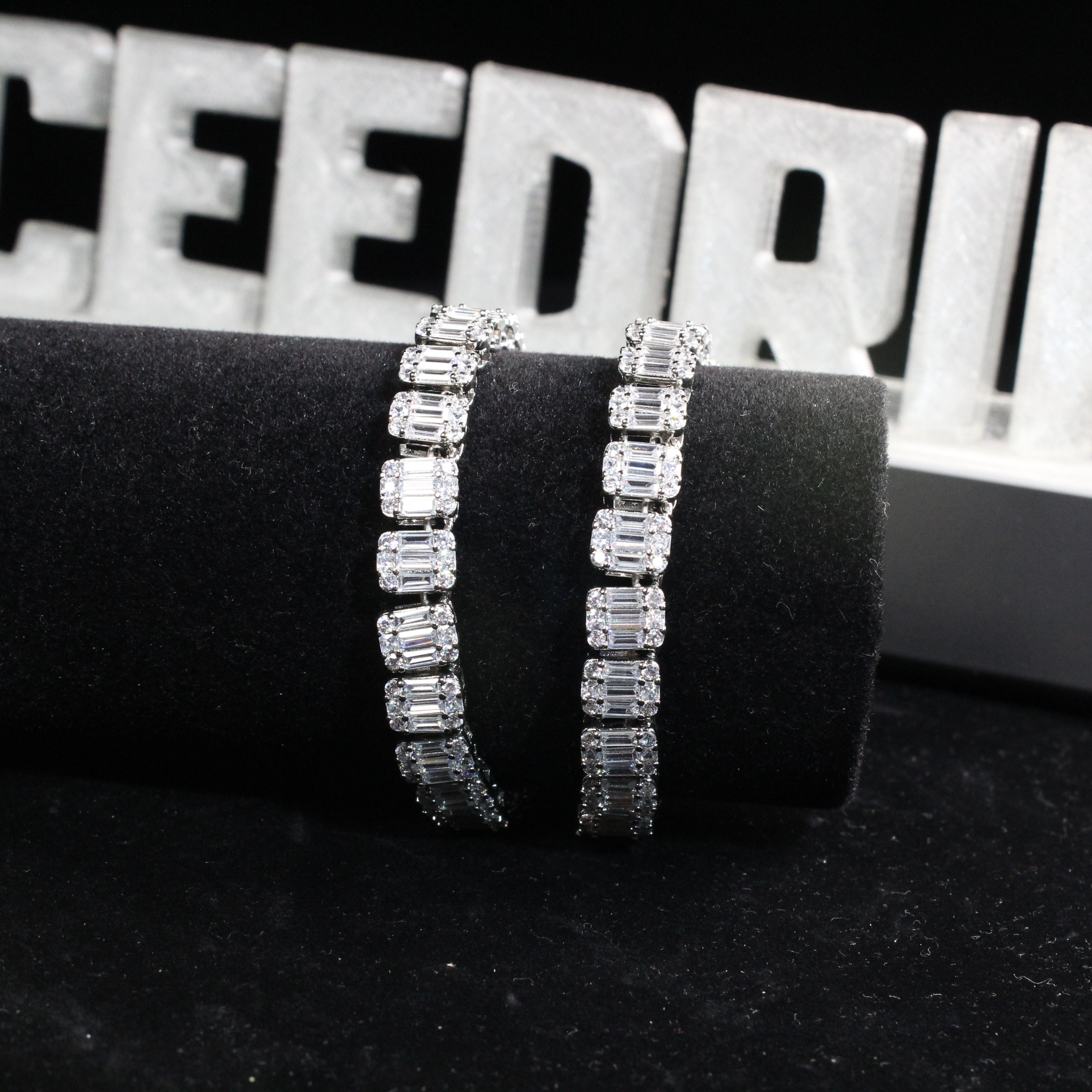 8mm Iced Square Baguette Tennis Bracelet