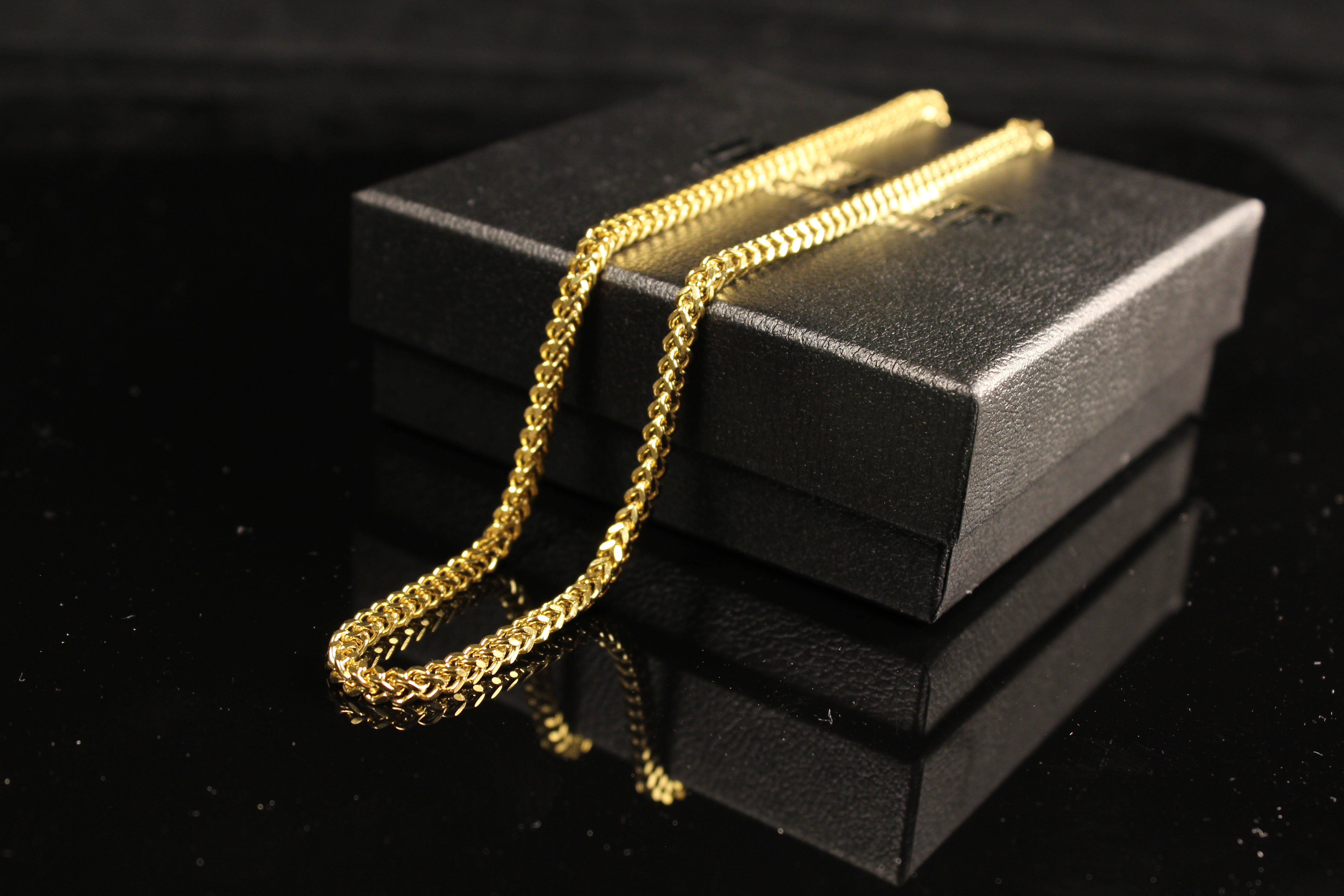 3mm Franco Link Chain in White Gold