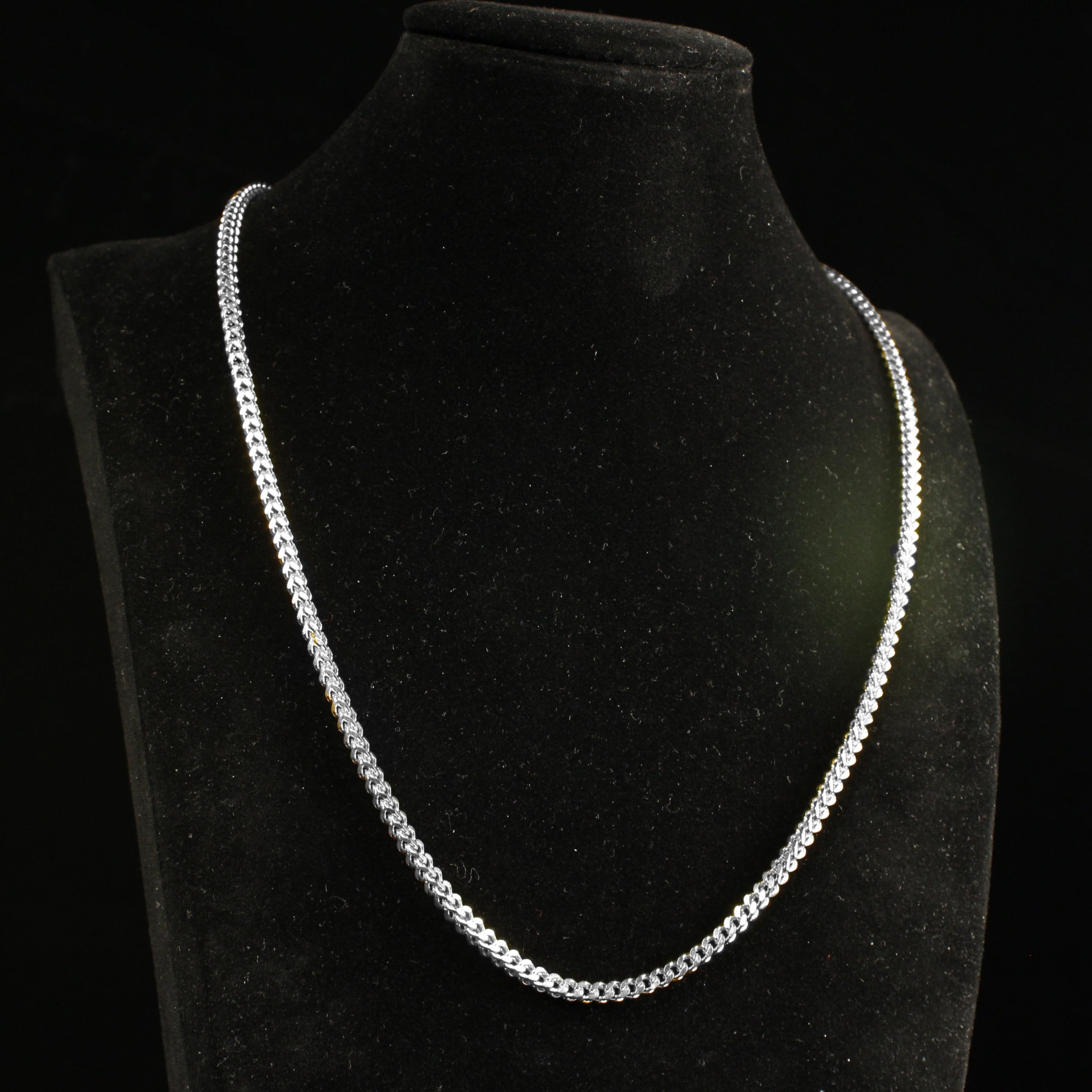 3mm Franco Link Chain in White Gold