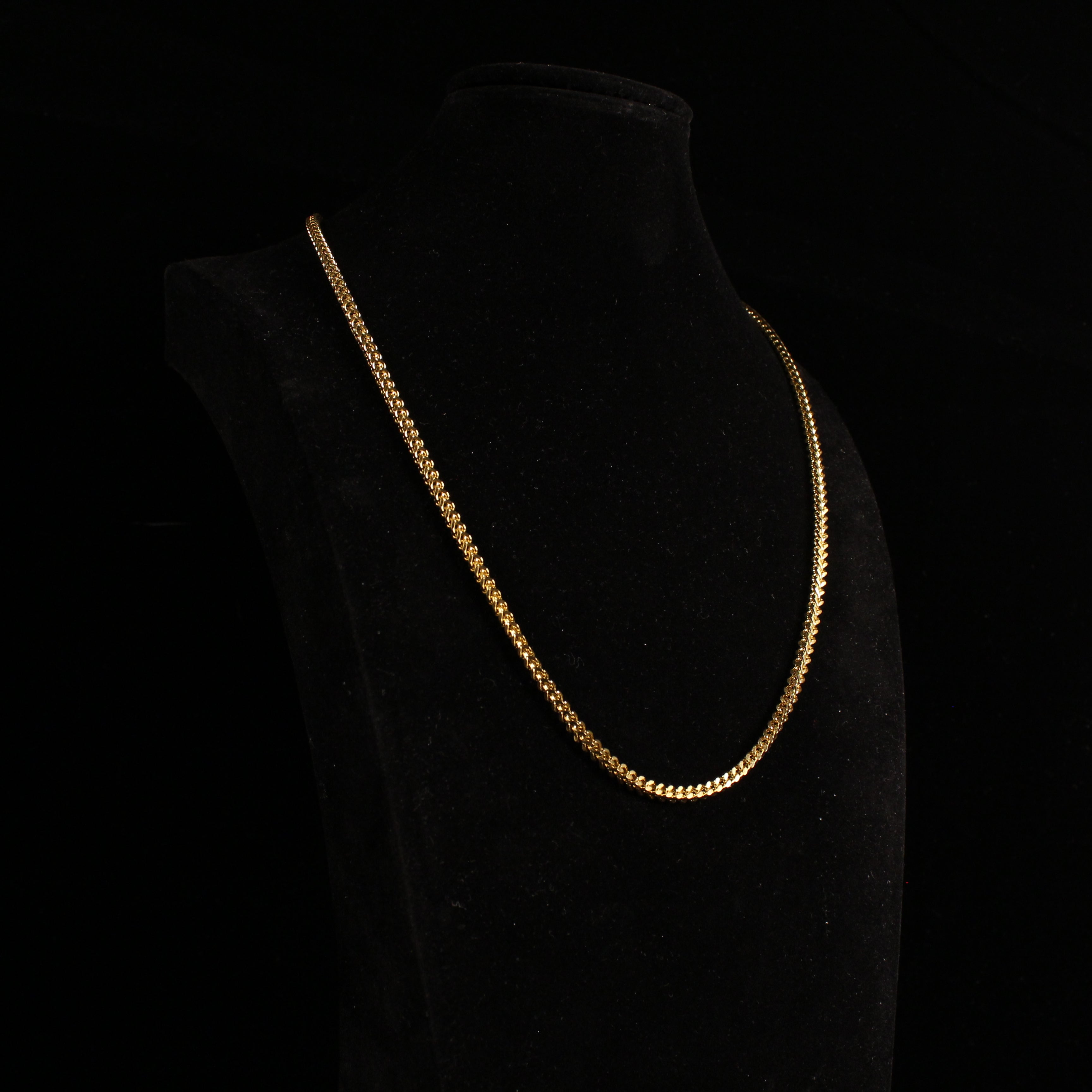 3mm Franco Link Chain in White Gold