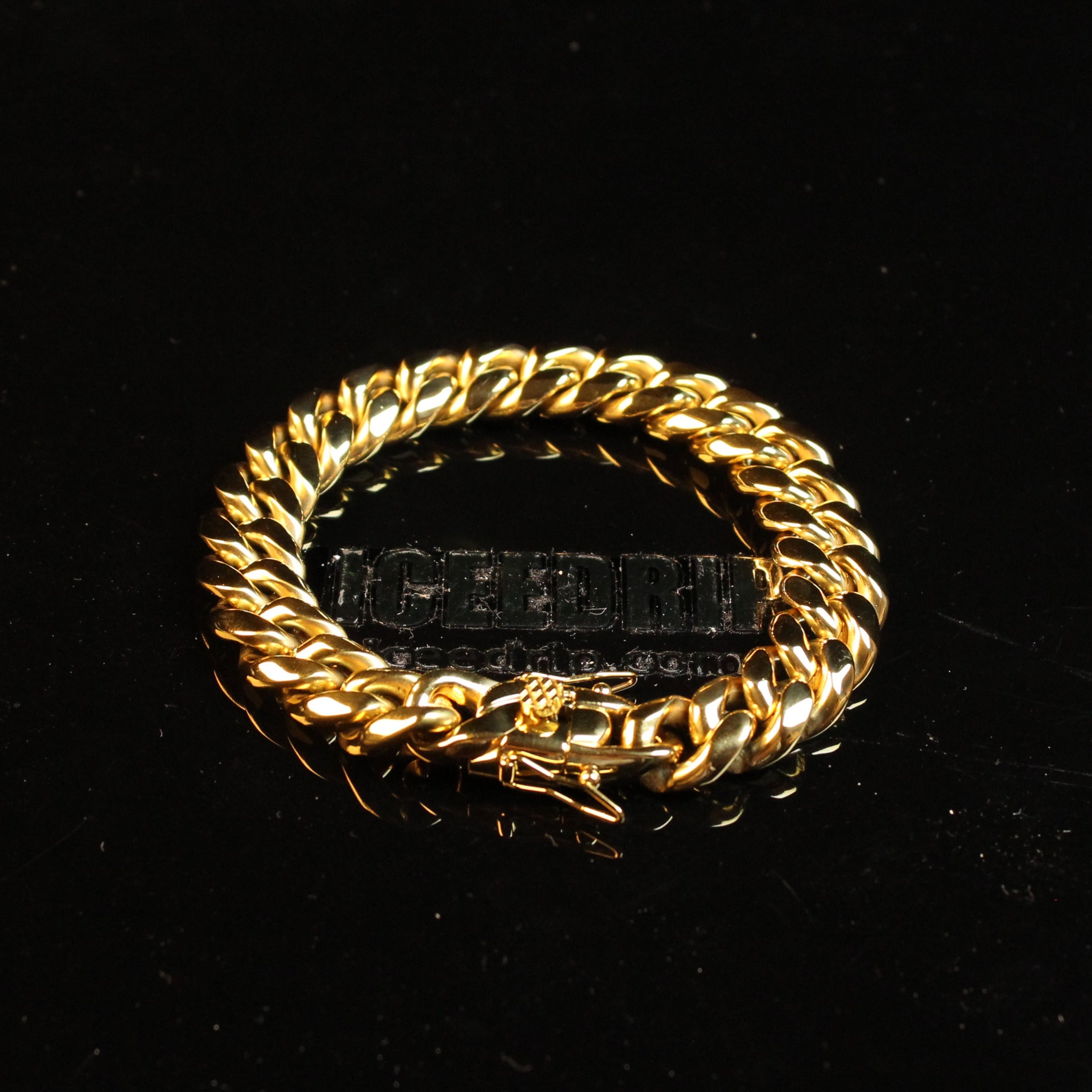 18K Gold-Plated Classic Miami Cuban Link Bracelet（12MM）