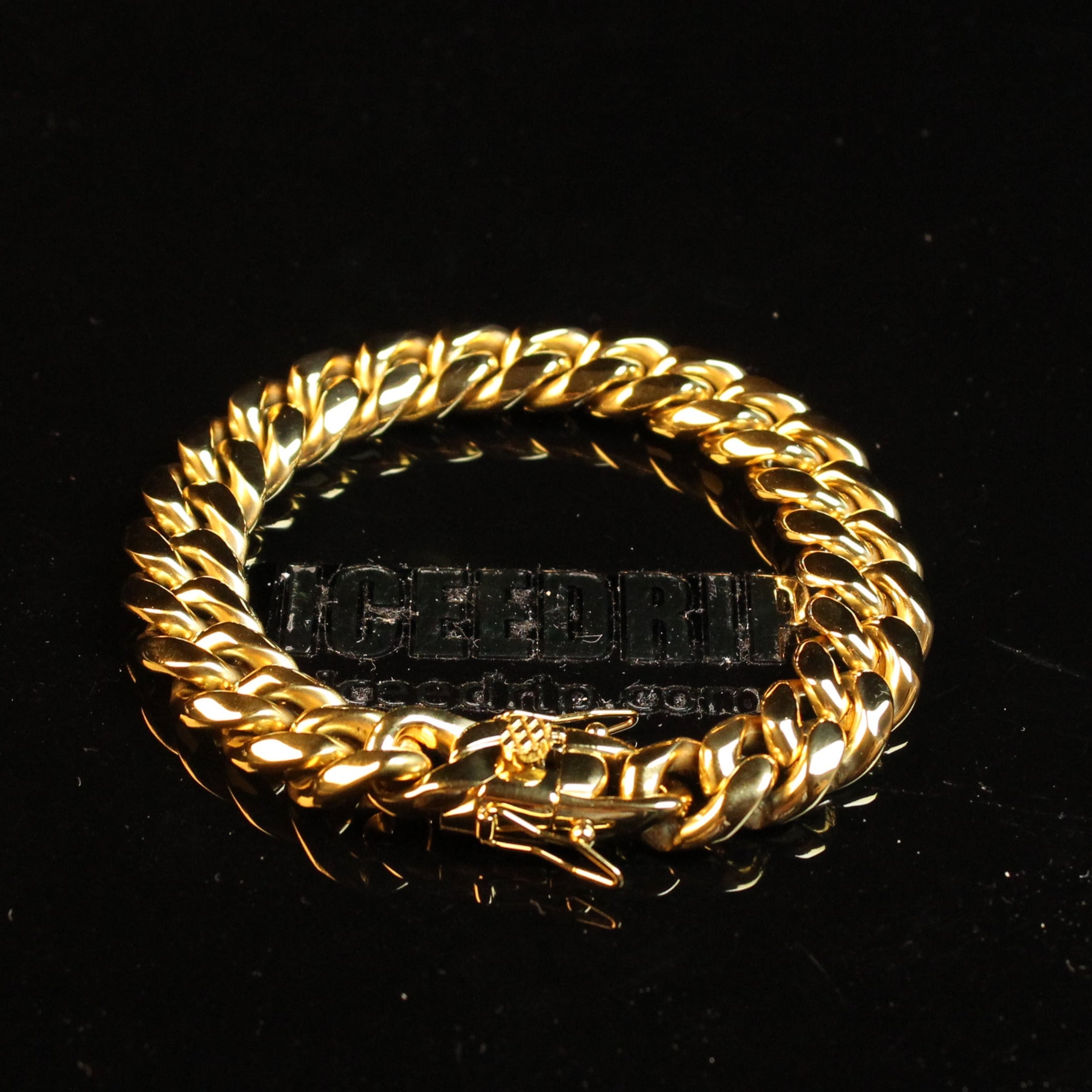 14mm White/Gold-Plated Classic Miami Cuban Bracelet
